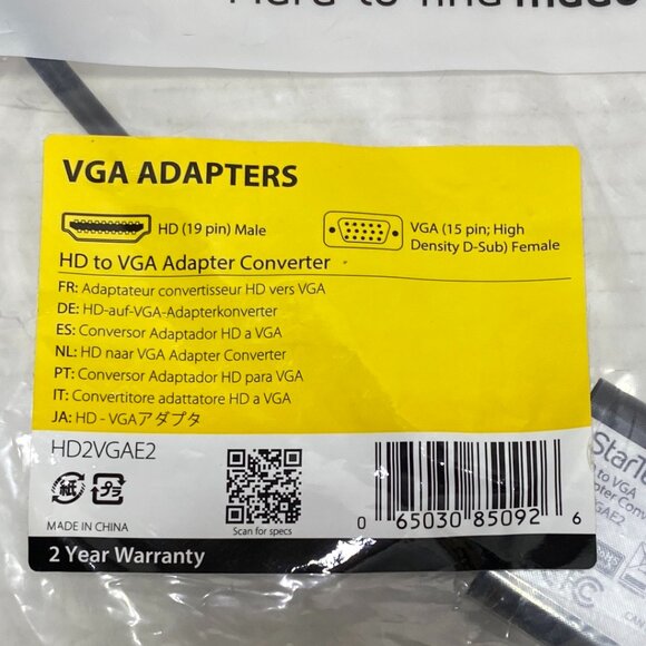 NEW StarTech HD2VGAE2 HD to VGA Adapter Converter in the Original Bag - Picture 2 of 6